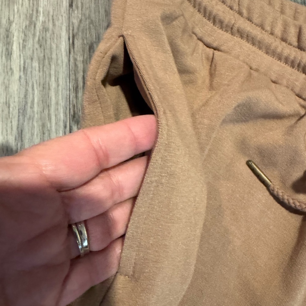 Grace & Lace Tan Jogger Sweatpants. Drawstring tie. Super soft - Picture 4 of 5
